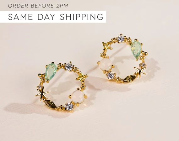 Dainty Circular Handmade Jewelry Stud Earrings  Sterling - Etsy | Etsy (US)