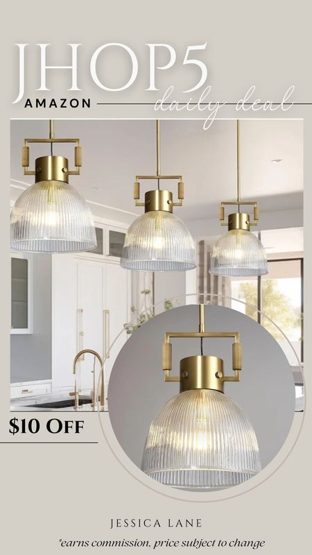 Amazon daily deal, save $10 on this beautiful fluted glass and gold pendant light.Kitchen pendant light, modern pendant light, gold pendant light, kitchen island lights, Amazon lighting, Amazon deal

#LTKsalealert #LTKstyletip #LTKhome