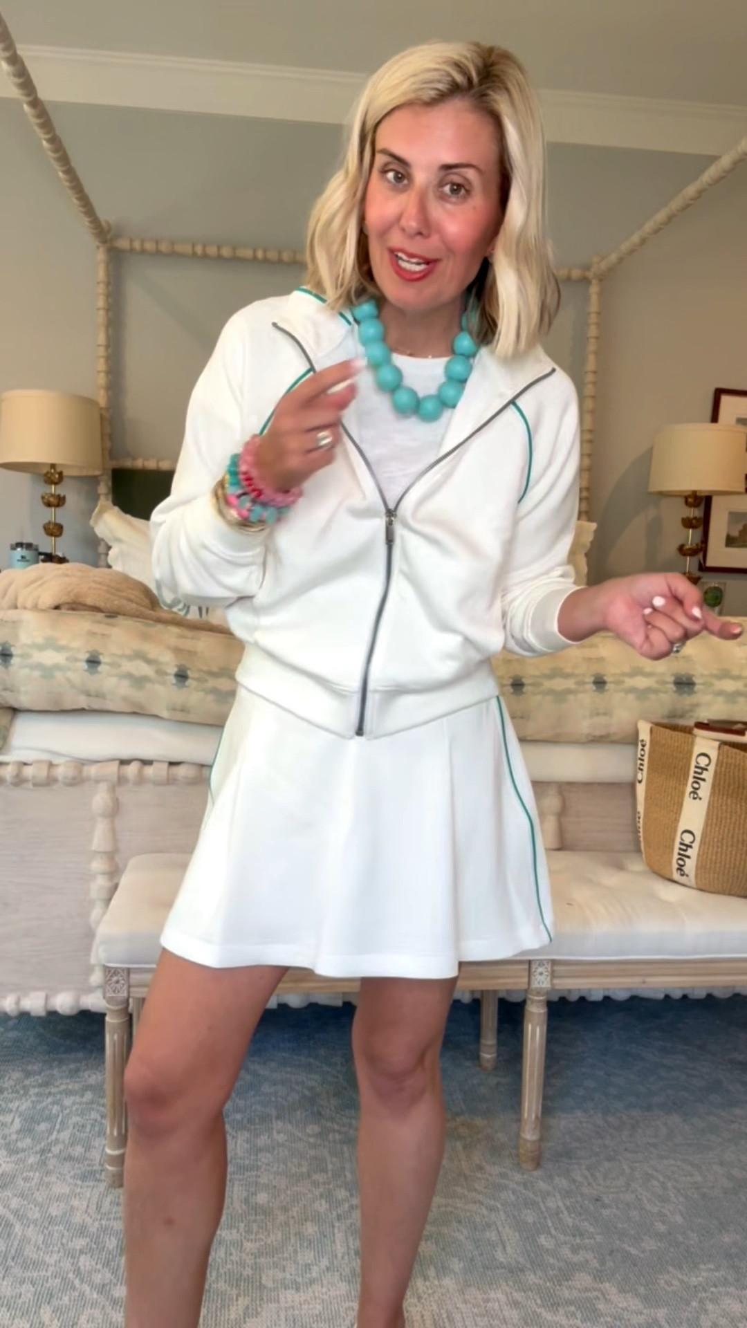 Spanx Air Essentials for the win! Y’all this set is everything!! The color piping is the perfect detail. 
Tee - xs 
Jacket - xs
Skirt - small
Sneakers - 8 tts
*Use my code CMLP15 at Lilla P
*Use my code Catherine20 at A+B

#LTKfitnessgoals #LTKgrwm #LTKmomlife