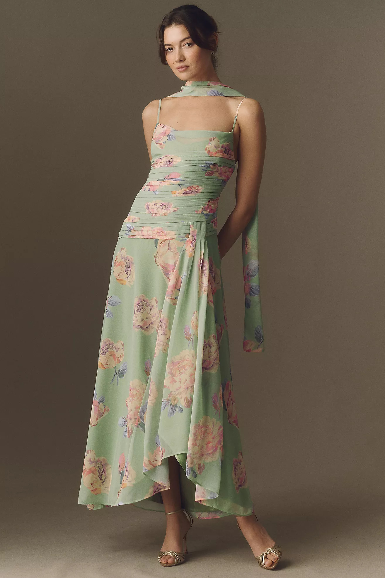 BHLDN Ruched Maxi Dress and Matching Scarf | Anthropologie (US)