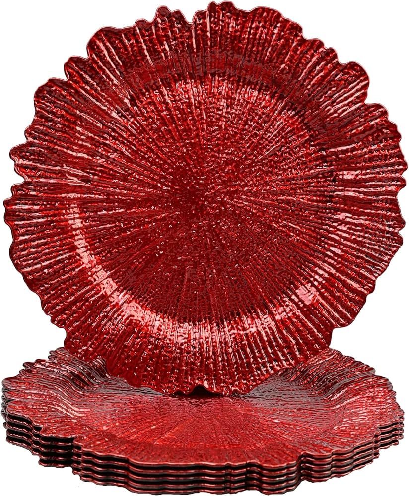 Leemxiiny Reef Red Charger Plates, Set of 6 Decorative Chargers for Dinner Plates Bulk for Weddin... | Amazon (US)