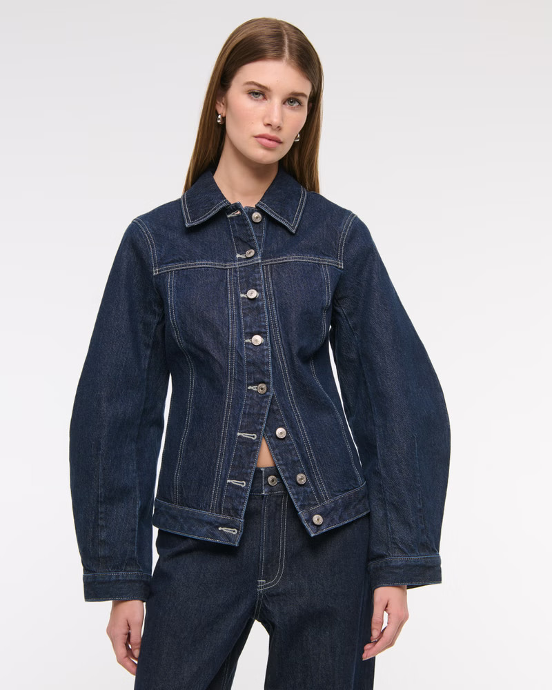 Slim Barrel Sleeve Denim Jacket | Abercrombie & Fitch (UK)