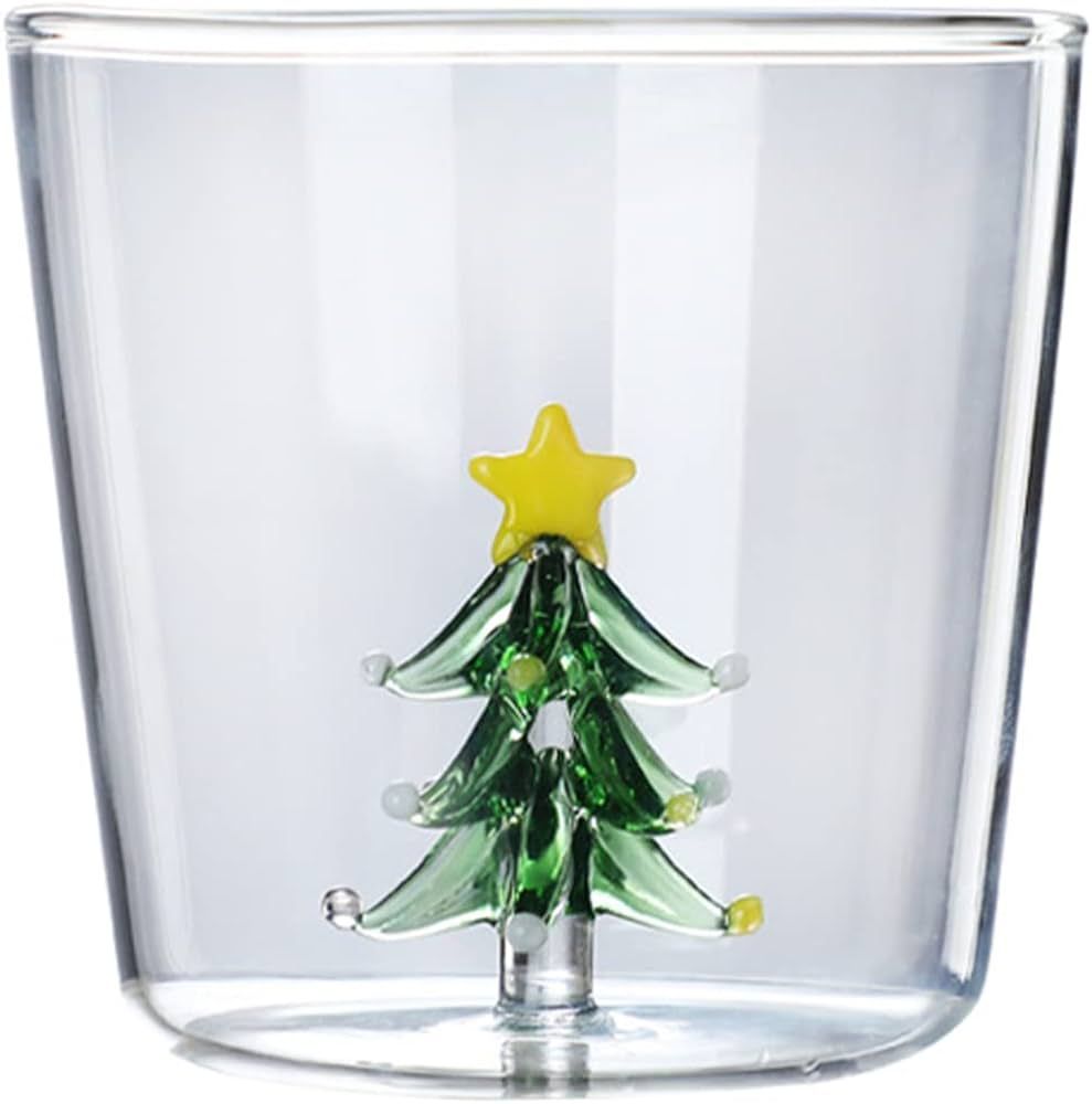 Gadpiparty Stemless Wine Glass 3d Glass Cup with Xmas Tree Inside Mug Drinking Glass Milk Water C... | Amazon (US)