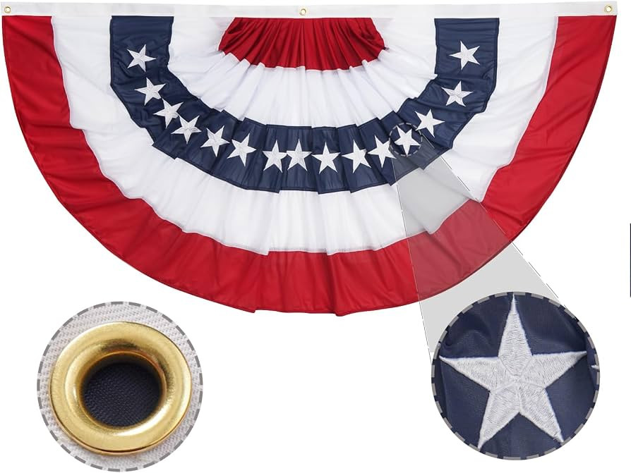 ROTERDON American Flags Bunting 1.5x3 FT, 4th of July Decorations Outdoor, Red White and Blue Bun... | Amazon (US)