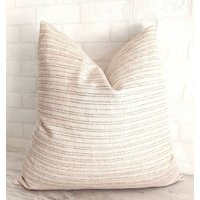 Beige Woven Pillow Cover Modern Boho Farmhouse Cushion Striped Brown Euro Sham | Etsy (US)