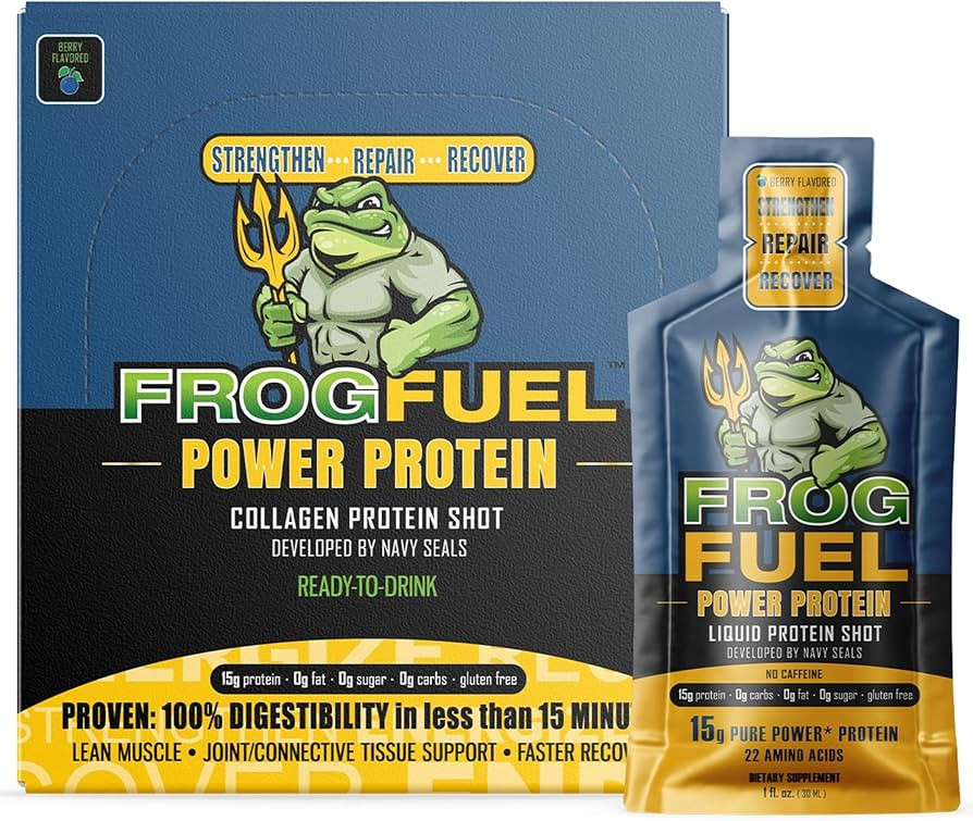 Frog Fuel Power Regular Complete Protein Shot, 15g Protein Nano-Hydrolyzed Grass Fed Collagen, Po... | Amazon (US)