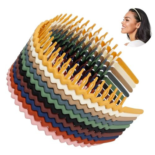 WOVOWOVO Plastic Hair Bands with Teeth, 10 Packs Thin Comb Headbands for Women Girls Teens, Non Slip Tooth Hairband Head Bands Hair Accessories | Amazon (US)