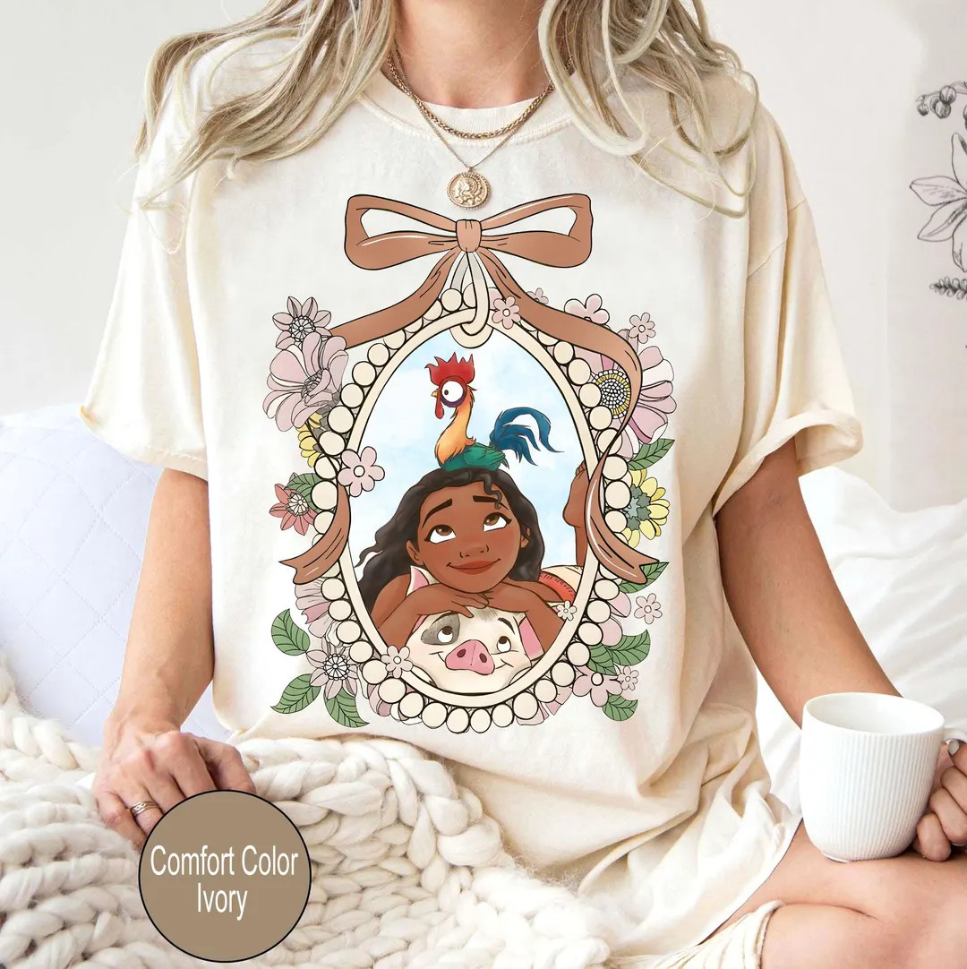 Disney Princess Moana Floral Retro T-shirt, Disney Princess Ariel Tee, Disney Rapunzel Tiana Shir... | Etsy (US)