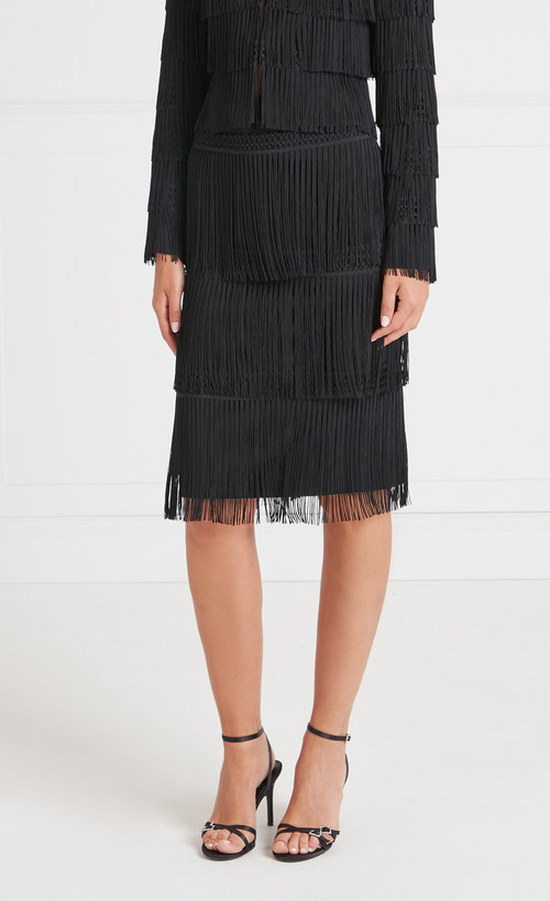 Temperley London Fringe Skirt in Black at Nordstrom, Size 8 | Nordstrom