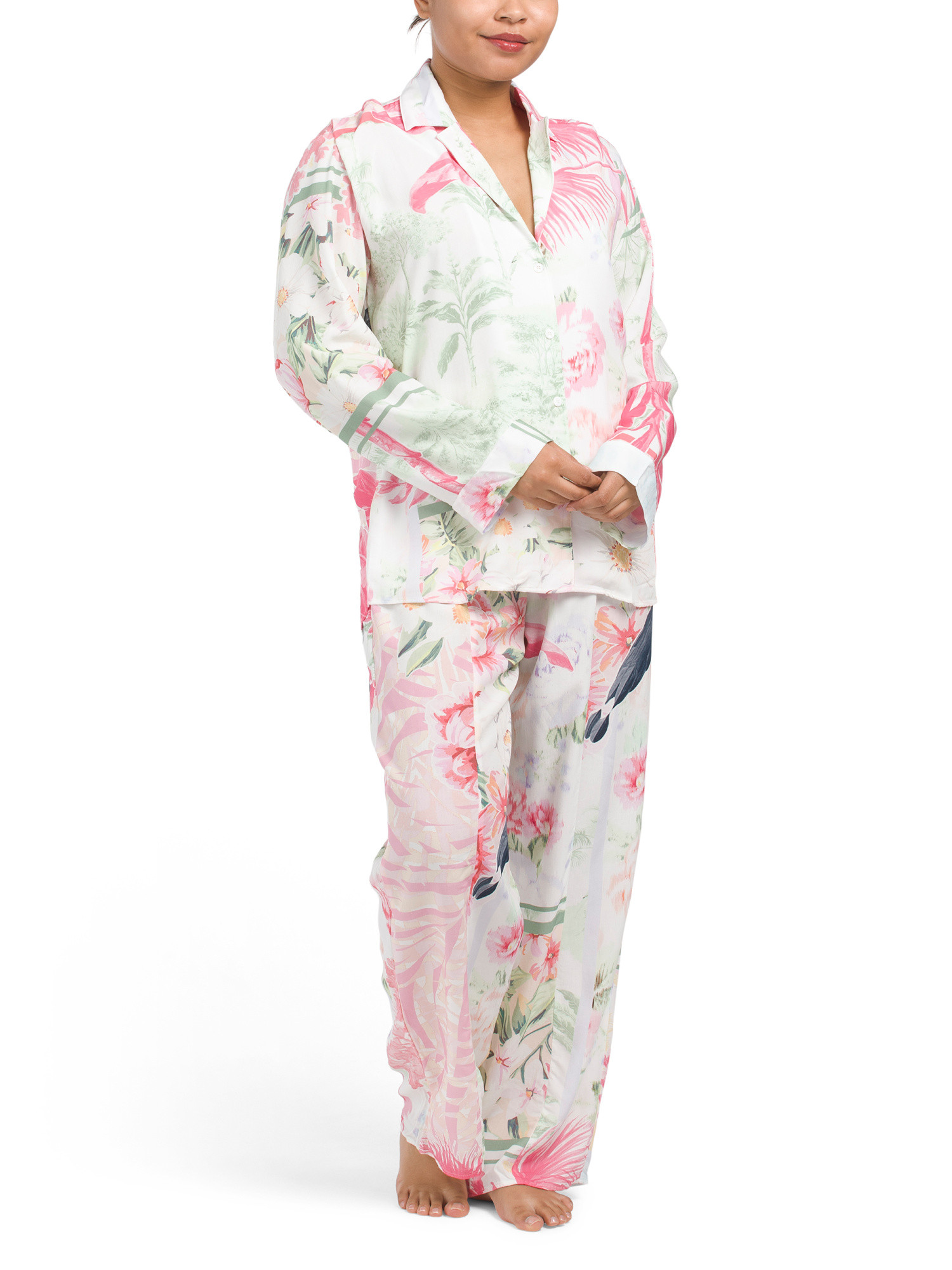 Made In Colombia Landscape Long Sleeve Notch Collar Pajama Set | TJ Maxx