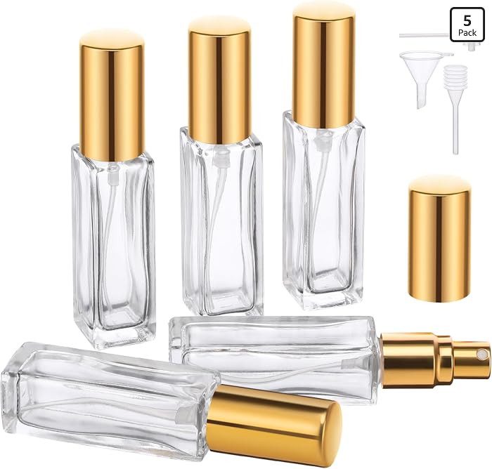 Segbeauty Perfume Travel Refillable, 5pcs 0.34 oz Portable Perfume Bottle, Empty Glass Sprayer Perfume Replacement Bottles for Travel Scent Toiletries Pump Bottle | Amazon (US)