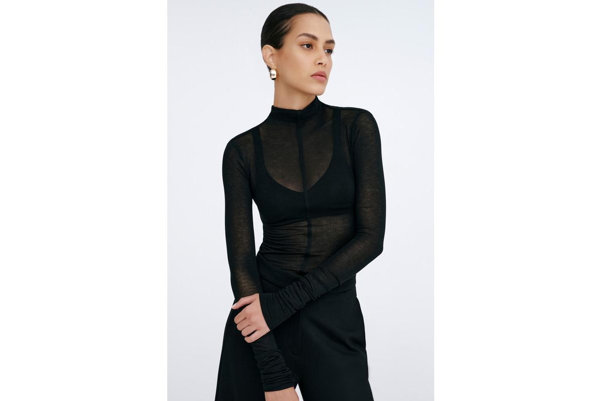 Marcella Women's Alicia Sheer Turtleneck - Black | Macy's