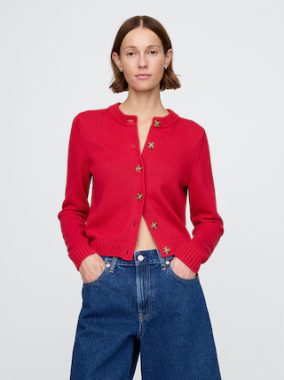100% Cotton Crewneck Cardigan | Gap (CA)