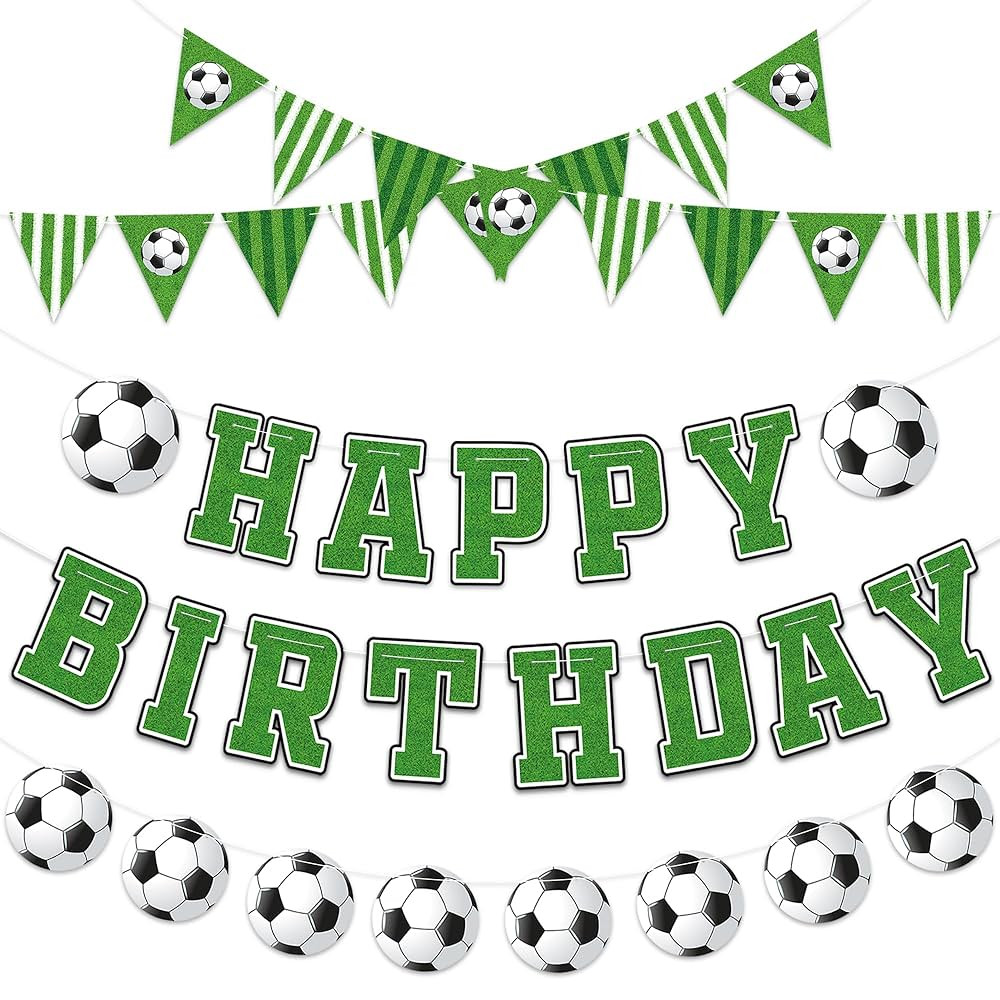 Soccer Happy Birthday Banner Soccers Sports Paper Garland Soccer Pennant Bunting Flag Decor Socce... | Amazon (US)