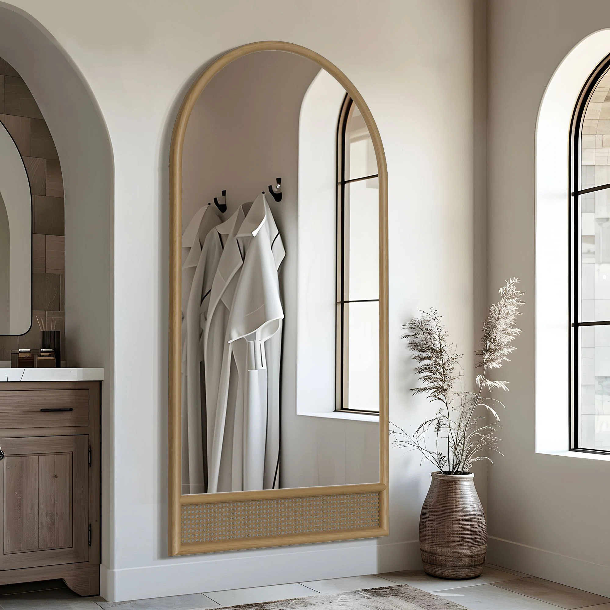 Arch Rattan Wood Mirror | Wayfair North America