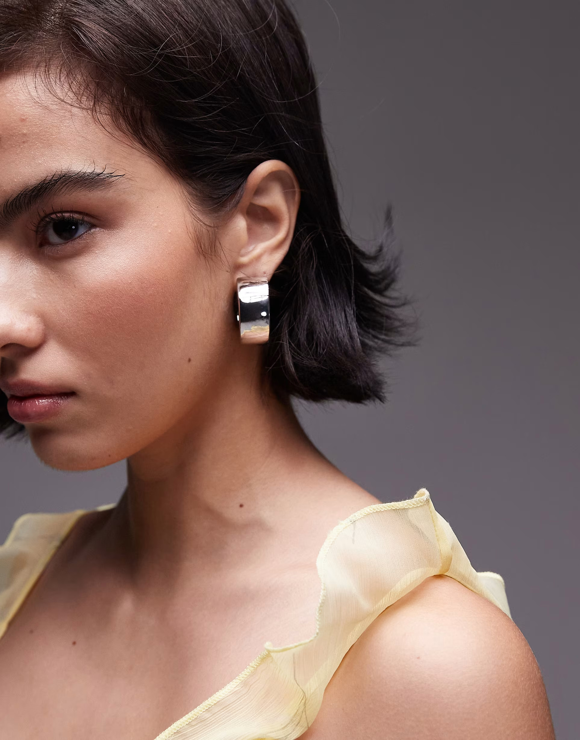 Topshop Edie chunky hoop earring in silver tone | ASOS (Global)