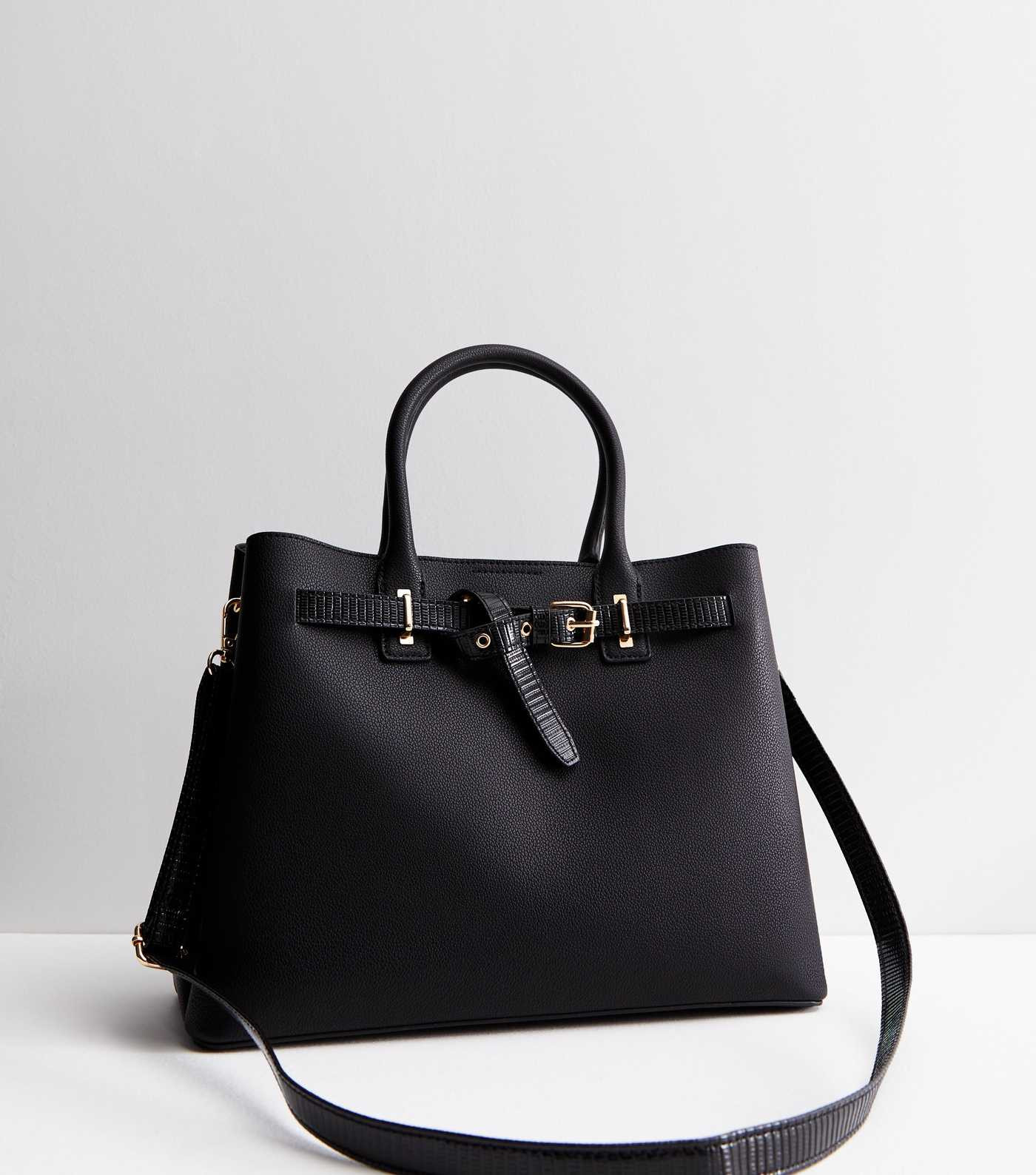 Black Leather-Look Buckle Tote Bag
						
						Add to Saved Items
						Remove from Saved Items | New Look (UK)