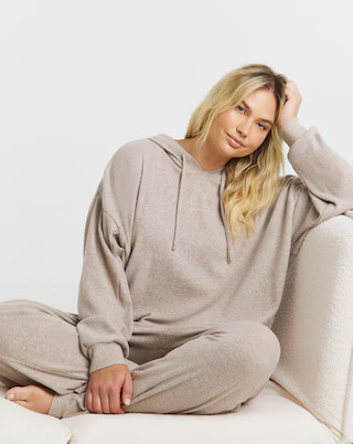 Figleaves Rib Knit Lounge Set Beige | Simply Be | Simply Be (UK)