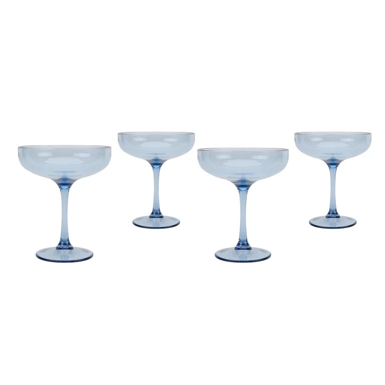 Just Feed Me by Jessie James Decker 4-Piece 13oz Coupe Glass, Blue | Walmart (US)