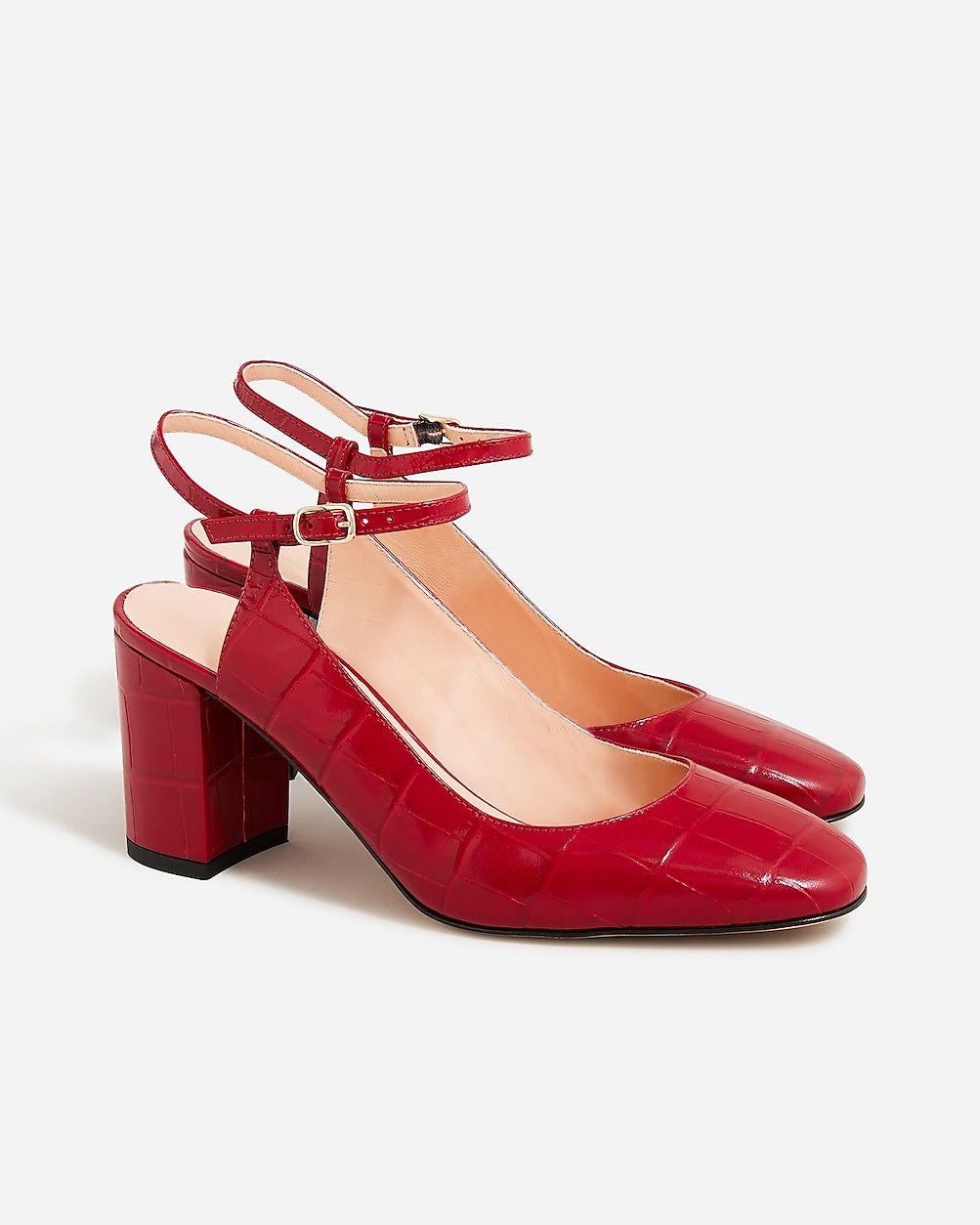 Maisie ankle-strap heels in croc-embossed leather | J.Crew US