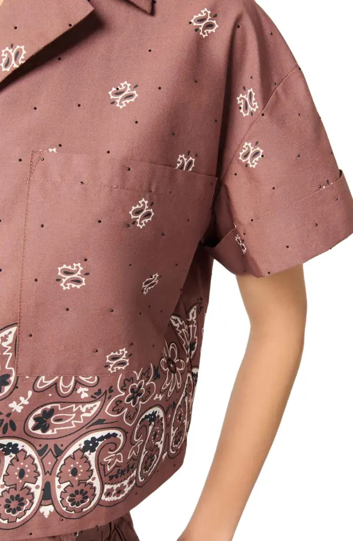 maje Patterned rhinestone cropped shirt | Nordstrom | Nordstrom