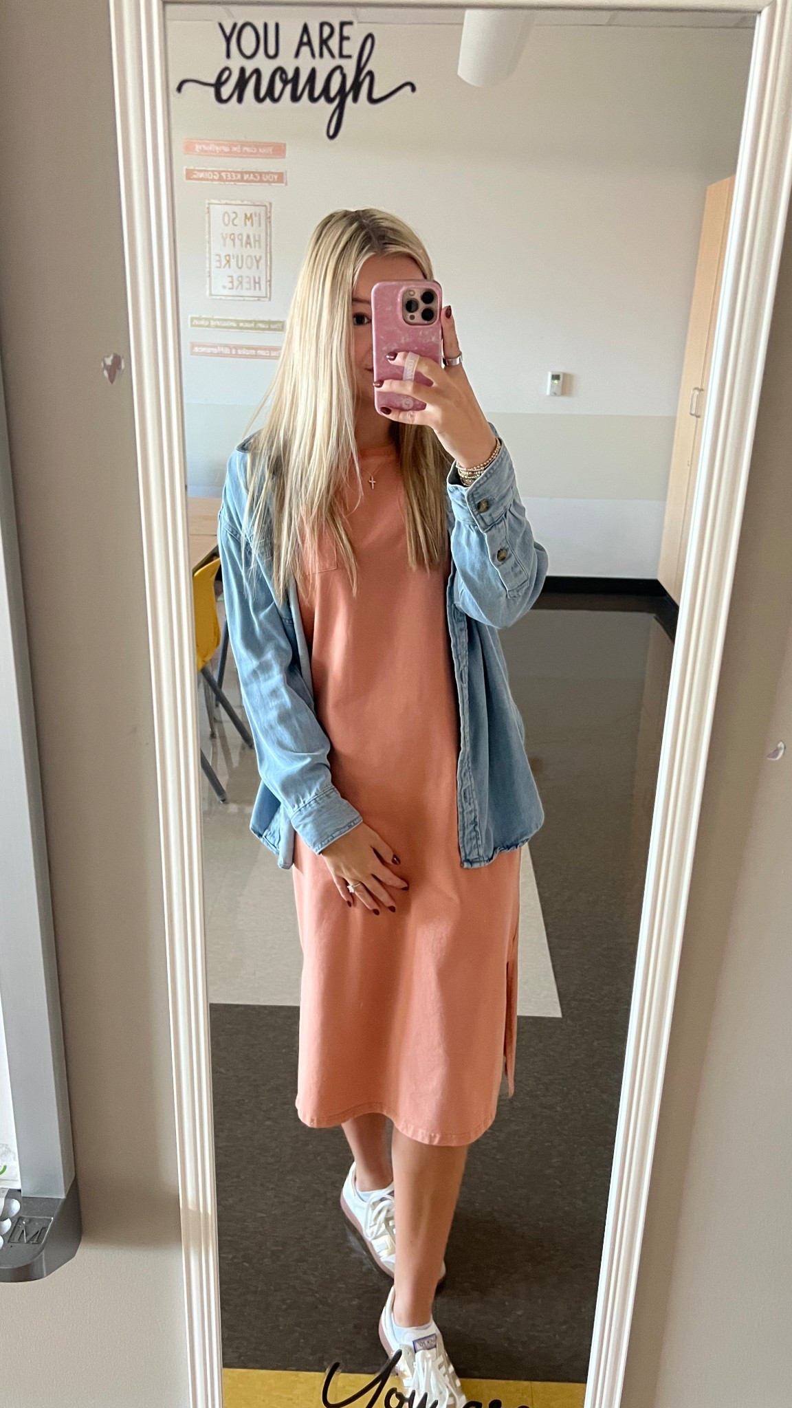 Fall transitional teacher outfit! T shirt dress + sneakers = the best combo! 

#LTKWorkwear #LTKSeasonal #LTKStyleTip