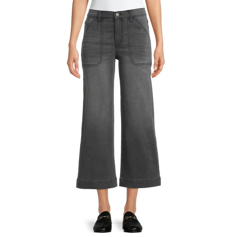 Time and Tru Women's High Rise Wide Leg Cropped Jeans | Walmart (US)