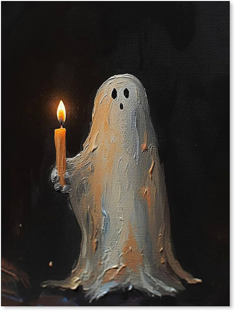 WBSTGUE Vintage Cute Ghost Poster Gothic Dark Academia Wall Art Halloween Goth Pictures Ghost Hol... | Amazon (US)