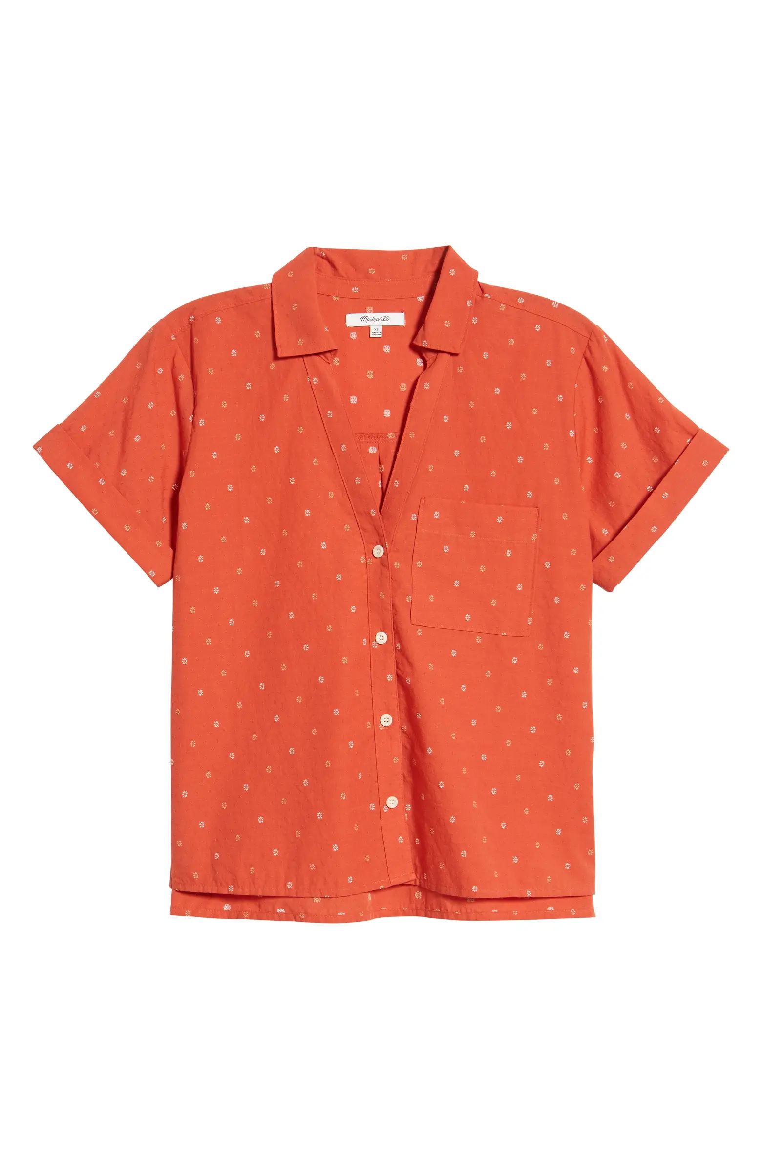 Madewell Floral Jacquard V-Neck Pocket Shirt | Nordstrom | Nordstrom