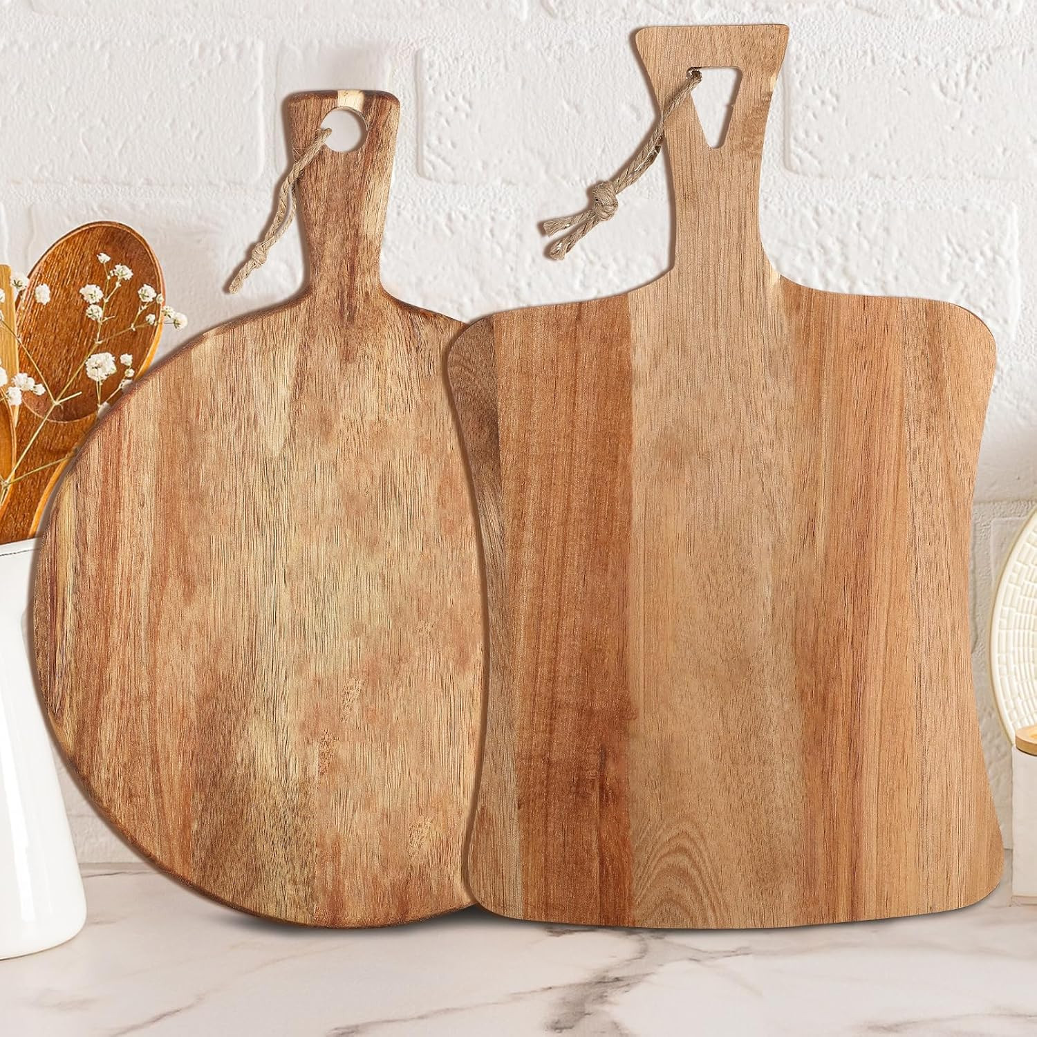 Hsei 2 Pcs Wood Cutting Boards with Handle Charcuterie Boards, Practical | Amazon (US)