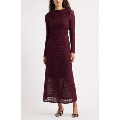 Nordstrom Lace Long Sleeve Midi Dress in Burgundy Fig at Nordstrom, Size Xx-Large | Nordstrom