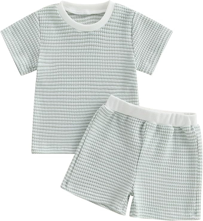 VISGOGO Baby Boy Girls Toddler Summer Outfit Striped T-shirt Toddler Boy Summer Clothes 6 12 18 M... | Amazon (US)