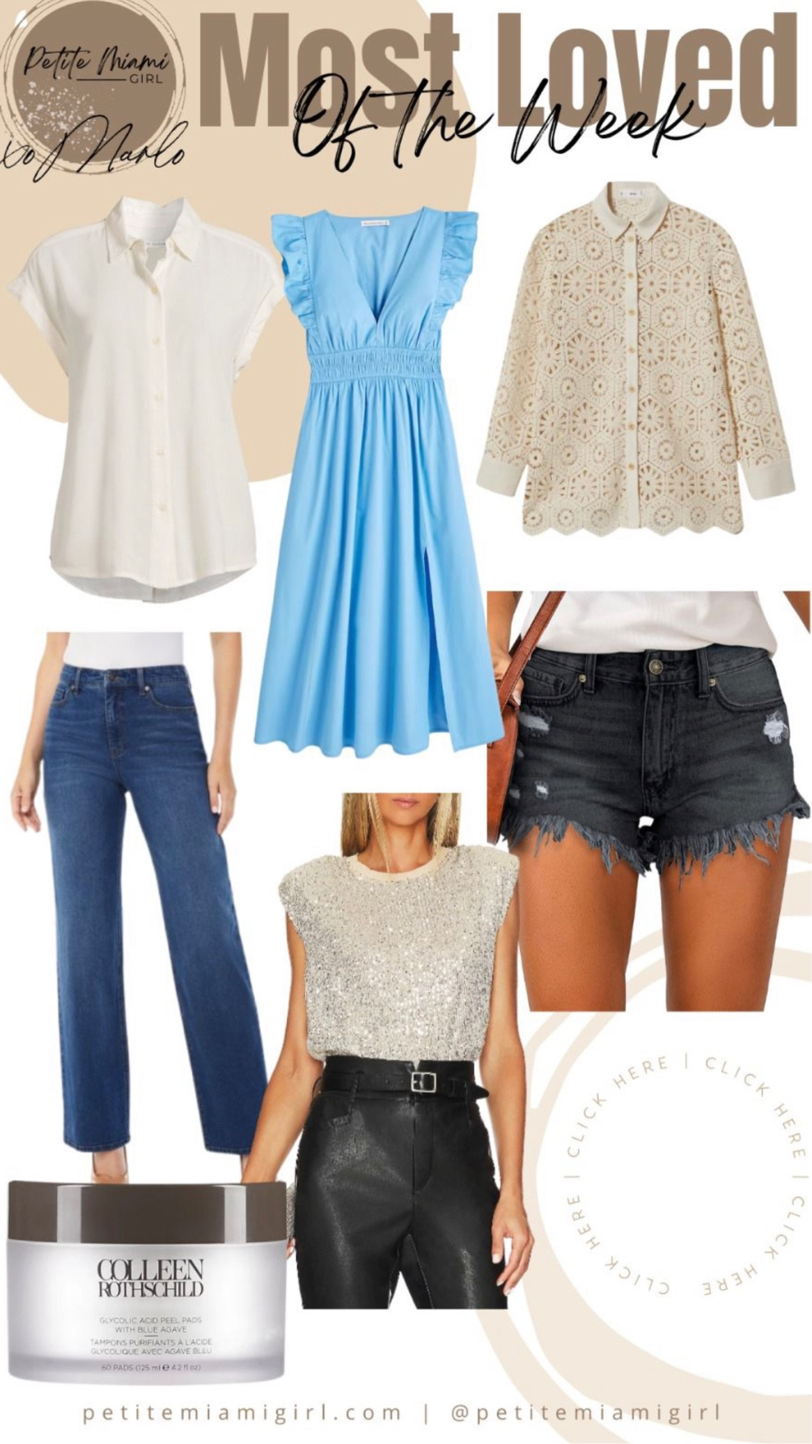 Best sellers of last week. 
Denim shorts 
Spring dress 
Jeans , Tops and beauty products. 

#LTKSeasonal #LTKstyletip