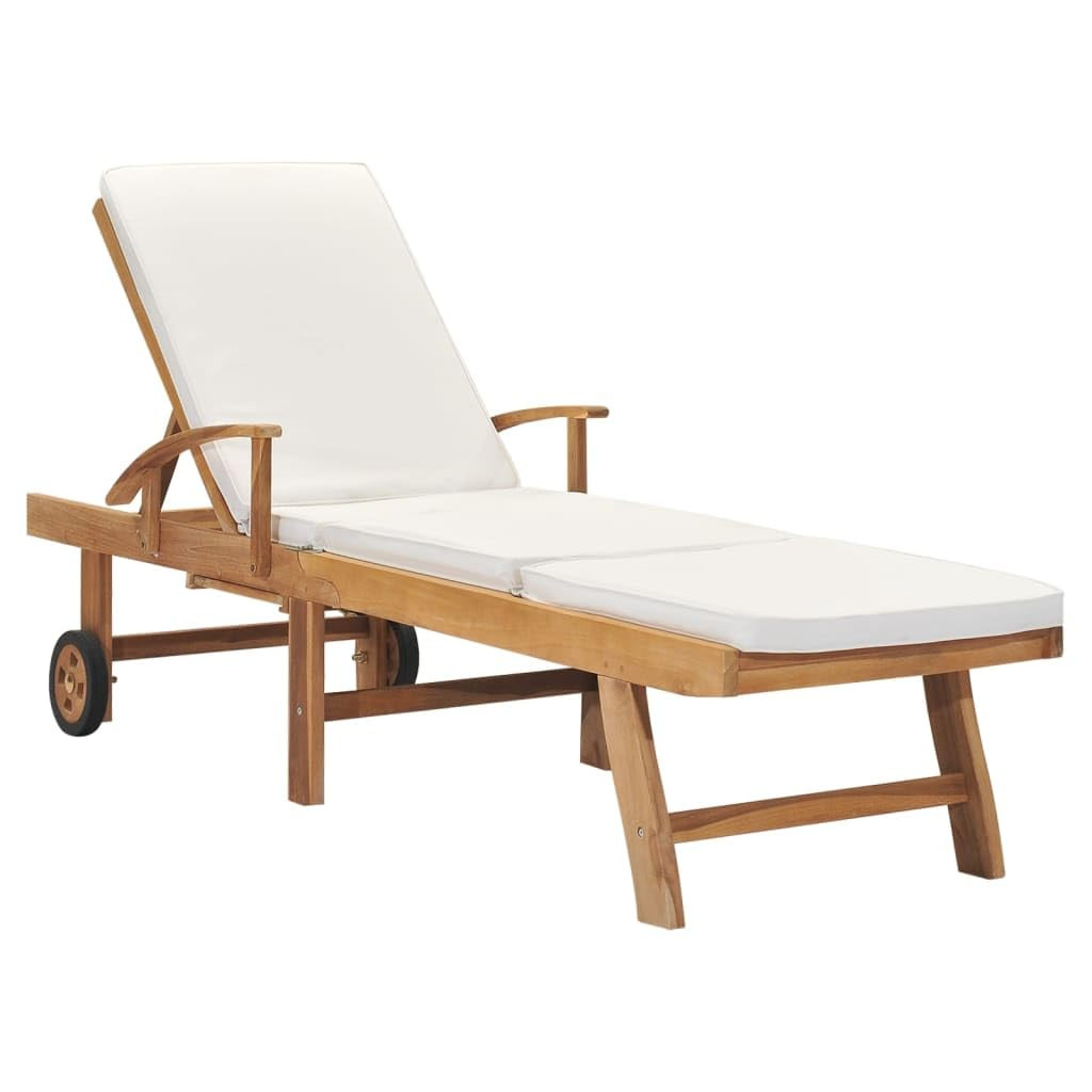 Cream Teak Sunlounger - Adjustable Footrests, Backyard Lounger, Outdoor Patio Furniture, Beach Ch... | Amazon (US)