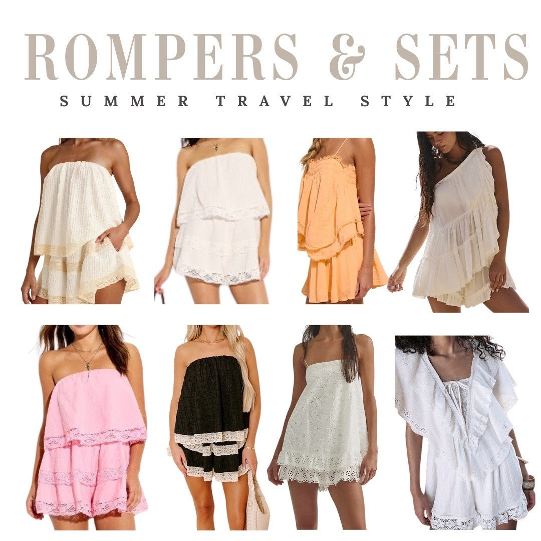 The romper on the upper left is the dupe of the Free People one I wore in Italy.. but Target now makes them too! These two piece sets are perfect for summer travel, especially for young adults, and Europe. They don't wear lululemon stuff in public, they wear things like this.