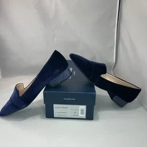 Cole Hann Marlee Skimmer II Navy Velvet with  Navy glitter heel - NIB | Poshmark