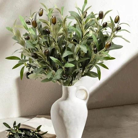 Zukuco 5 Pack Olive Branches for Vases, Artificial Olive Tree Plant Greenery Stems, 15" Fake Fruits Silk Plants for Home Outdoor Decor Aesthetic (Vase Not Included) | Walmart (US)