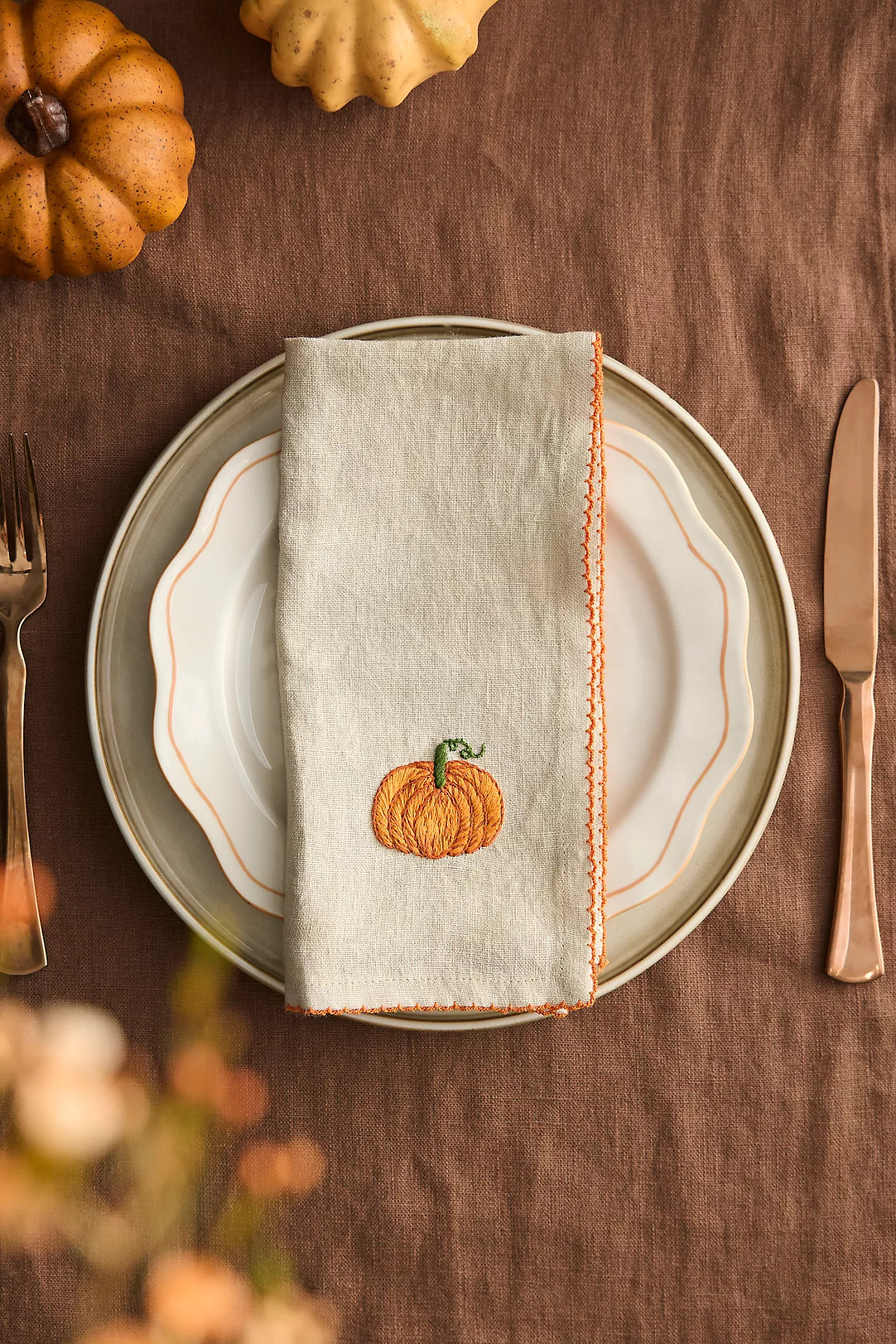 Autumn Icon Embroidered Napkins, Set of 2 | Anthropologie (US)