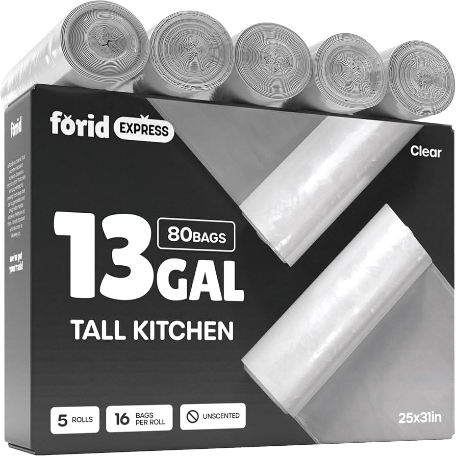 FORID 13 Gallon Trash Bags - Clear Plastic Garbage Bag Unscented Tall Medium Can Liners for Kitch... | Amazon (US)