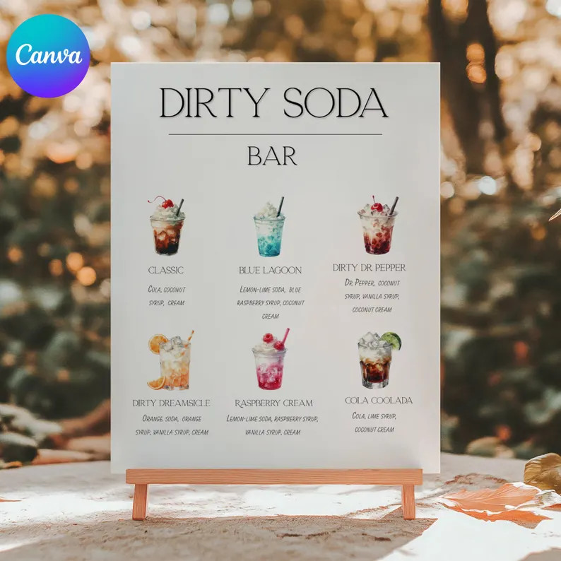 Dirty Soda Bar; Editable Custom Drink Menu; Digital Download | Etsy (Global)