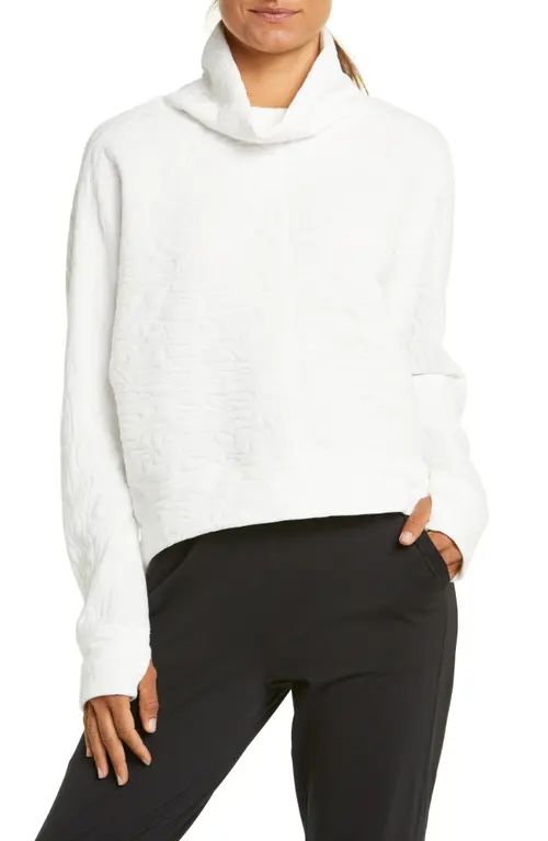 zella Carey Quilted Funnel Neck Pullover in Ivory at Nordstrom, Size Medium | Nordstrom