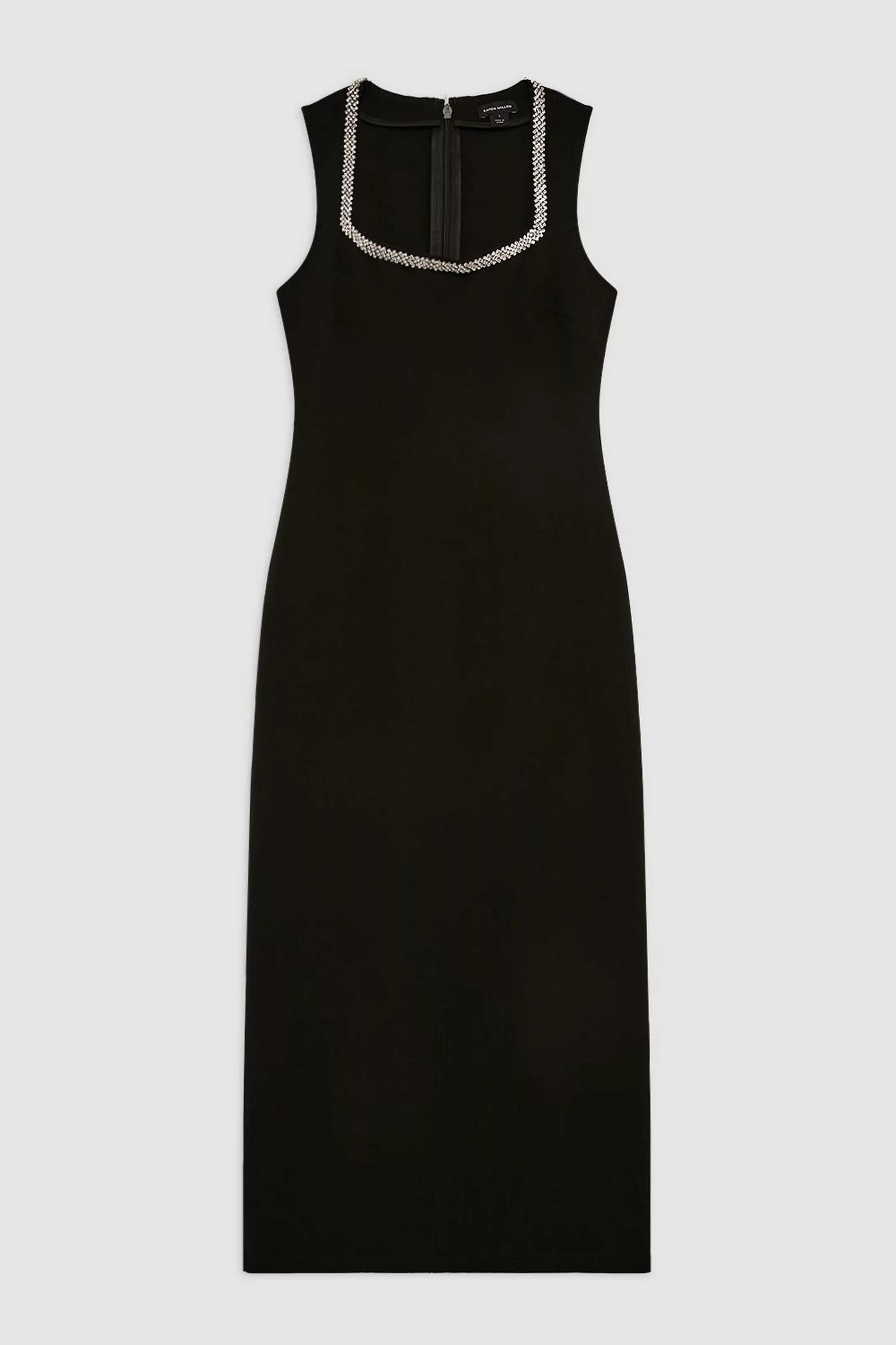 Diamante Trim Ponte Midi Dress | Karen Millen UK + IE + DE + NL