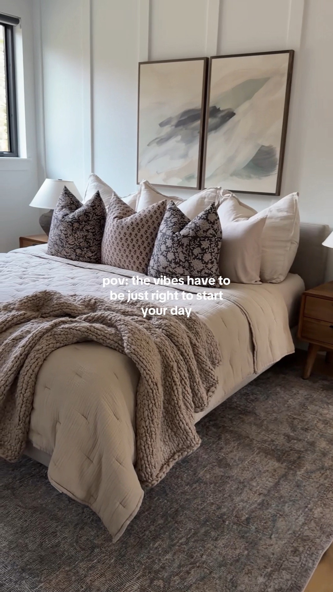 This bedroom is all about soft layers, neutral tones, and pieces that feel calm and timeless. The foundation starts with bedding from Quince, which is lightweight, breathable, and perfect for creating that relaxed, hotel-inspired bed. I love how the texture keeps everything cozy while still feeling clean and minimal.

Above the bed, the artwork from Joyfully Said adds a subtle focal point without overpowering the space. Underfoot is a best-selling rug from Wayfair, one of my go-to neutral rug options that grounds the room and adds warmth and softness. I finished the bed with pillows from Rennah for pattern and depth. You can use code THELITTLEBIRD for 25% off if you’re shopping their pillows.

If you’re looking for neutral bedroom ideas, layered bedding inspiration, cozy modern bedroom decor, or timeless home styling, this combination has been a favorite in our home. 

#LTKSeasonal #LTKHome #LTKdayinmylife