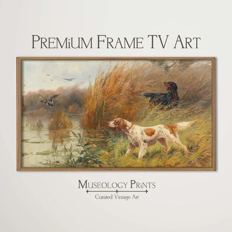 Samsung FRAME TV Art | Duck Hunting Decor | Vintage Hunting Dog Landscape Tv Art File Wall Art | ... | Etsy (Global)