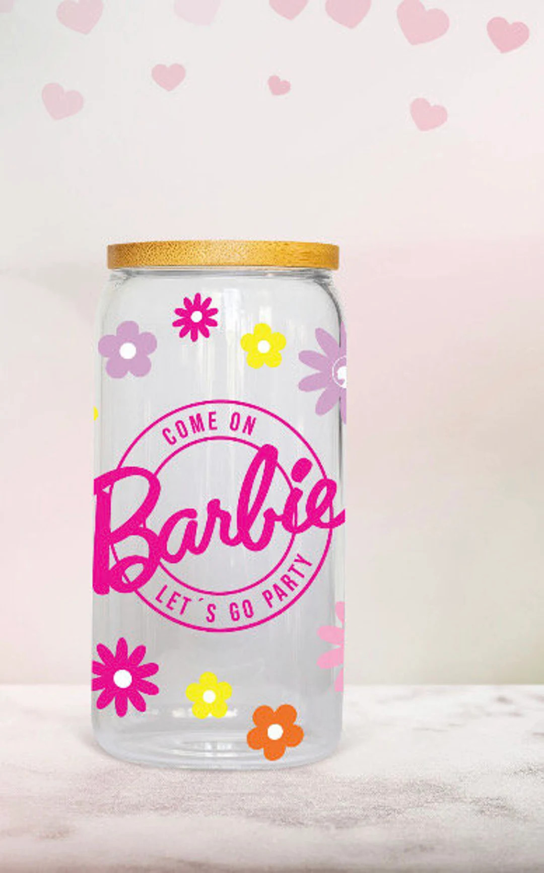 Barbie Glass Cup, Barbie Gifts, Gift for Her, Frosted Libby Cup, Floral Libby Glass Cup,lets Go B... | Etsy (US)