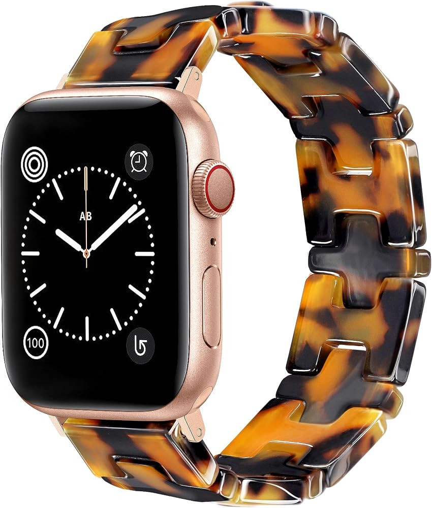 JR.DM Resin Stretchy Tortoise Shell Fancy Beaded Bracelet Light Watch Band Women Compatible with ... | Amazon (US)