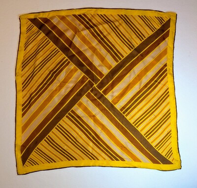 Unbranded Vintage Retro 25" Square Scarf Gold/Yellow Brown Orange Striped  | eBay | eBay US