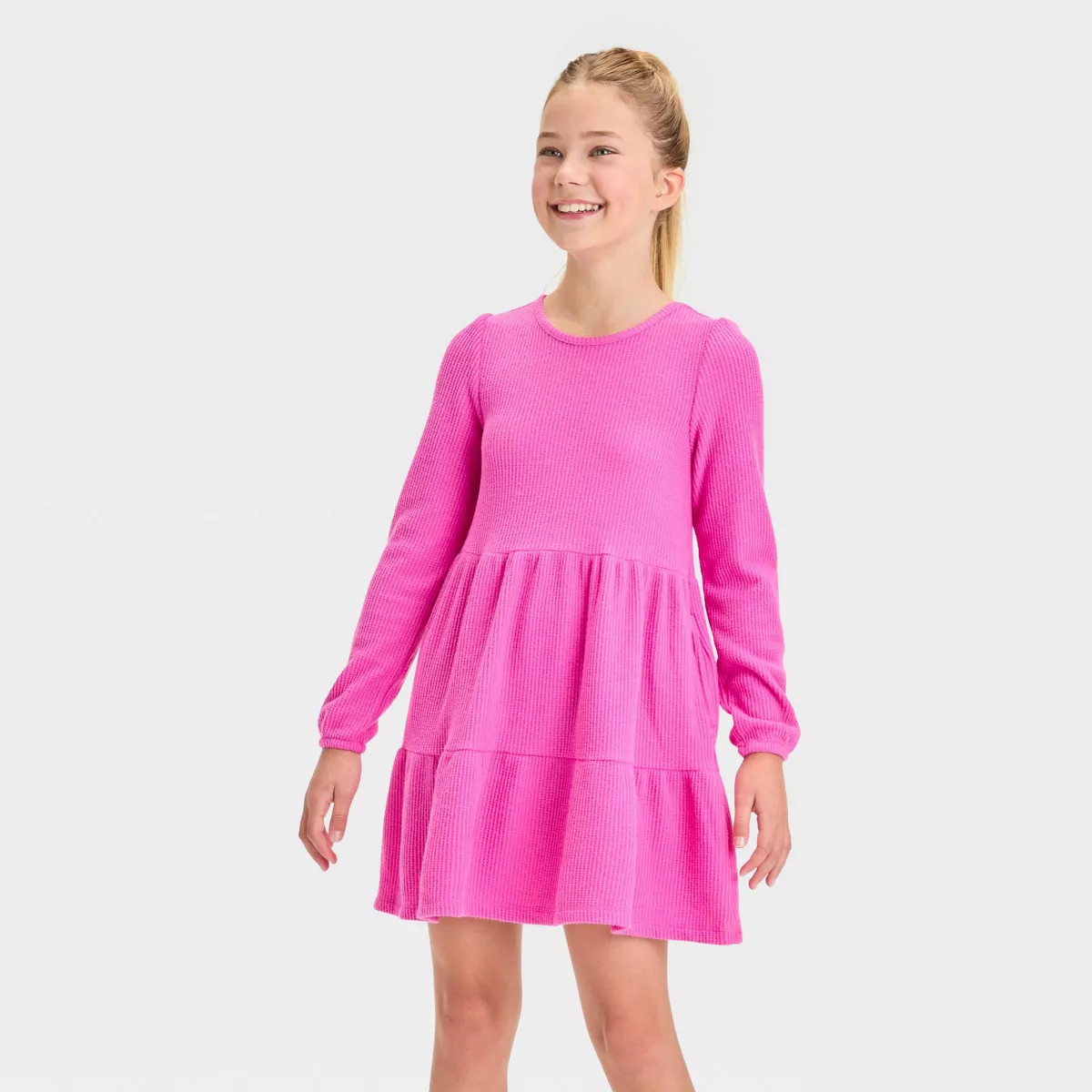 Girls' Long Sleeve Cozy Waffle Dress - Cat & Jack™ | Target