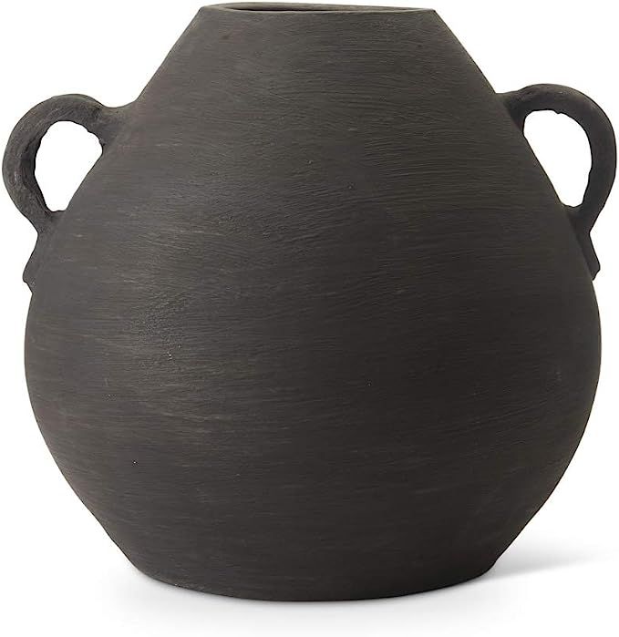 K&K Interiors 15509A-4 14 Inch Black Terracotta Pot | Amazon (US)