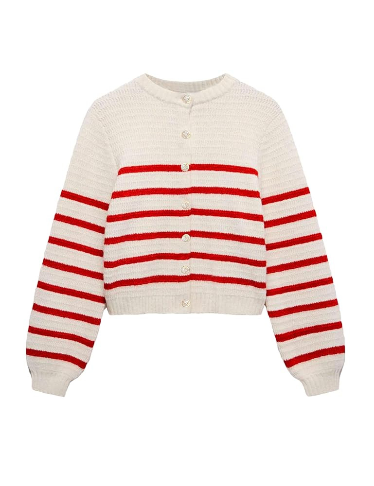 Womens Cardigan Sweaters Cropped Long Sleeve Button Knit Sweater Outerwear Casual Fall Trendy Jac... | Amazon (US)